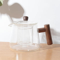 Kuber Industries Glass Jug 770ml with Bamboo Lid | Pitcher for Water Juice Coffee Tea | Leakproof Heat Resistant Serviceware | Housewarming Gift | Transparent