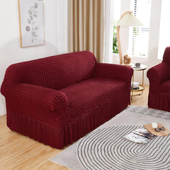 Kuber Industries Pack of 6 Sofa Cover | Two-Seater Sofa Cover | Sofa Chair Cover | Couch Cover for Hall | Universal Sofa Slipcover | Elastic Spandex Sofa Cover for Living Room | TSSC006 | Wine Red