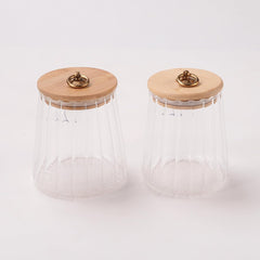 Kuber Industries Borosilicate Glass Jar with Bamboo Lid | Kitchen Organizer Items & Storage | Multi-utility, Leakproof, Airtight Jar for Cookies, Snacks, Tea, Coffee, Sugar | Set of 2 (620ml, 750ml)