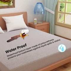 Kuber Industries Waterproof Double Bed Mattress Cover|Breathable Terry Cotton Surface & Elastic Fitted Mattress Protector,6 x 6.5 Ft. (Grey) (Pack of 2)