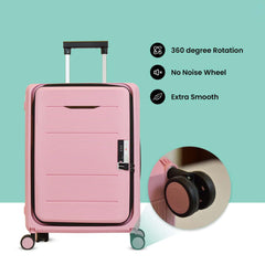 Kuber Industries 26inch Lightweight Collapsible Cabin Trolley Bags with 360 Degree Wheels | Expandable Carry-On Cabin Luggage Suitcase | Lock Foldable Bag for Travel | USHA24P-Rose Pink