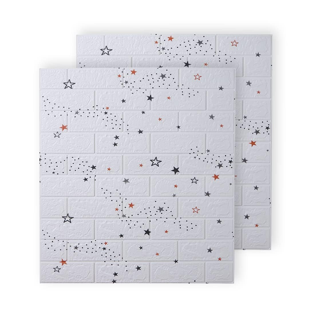 Kuber Industries Foam Brick Pattern 3D Wallpaper for Walls|Soft PE Foam| Easy to Peel, Stick & Remove DIY Wallpaper|Suitable on All Walls|Pack of 2 Sheets, 70 cm X 70 cm
