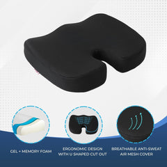 Kuber Industries Chair Cushions for Sitting | Piles Pillow Support & Pain Relief Seat | Height Increase Sitting Cushion for Driver | Tailbone Pain Relief Cushion for Office Chair | MD-GS1-Black