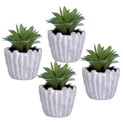 Kuber Industries Artificial Plants for Home Décor|Natural Looking Indoor Fake Plants with Pot|Artificial Flowers for Decoration-Pack of 4 (Green)