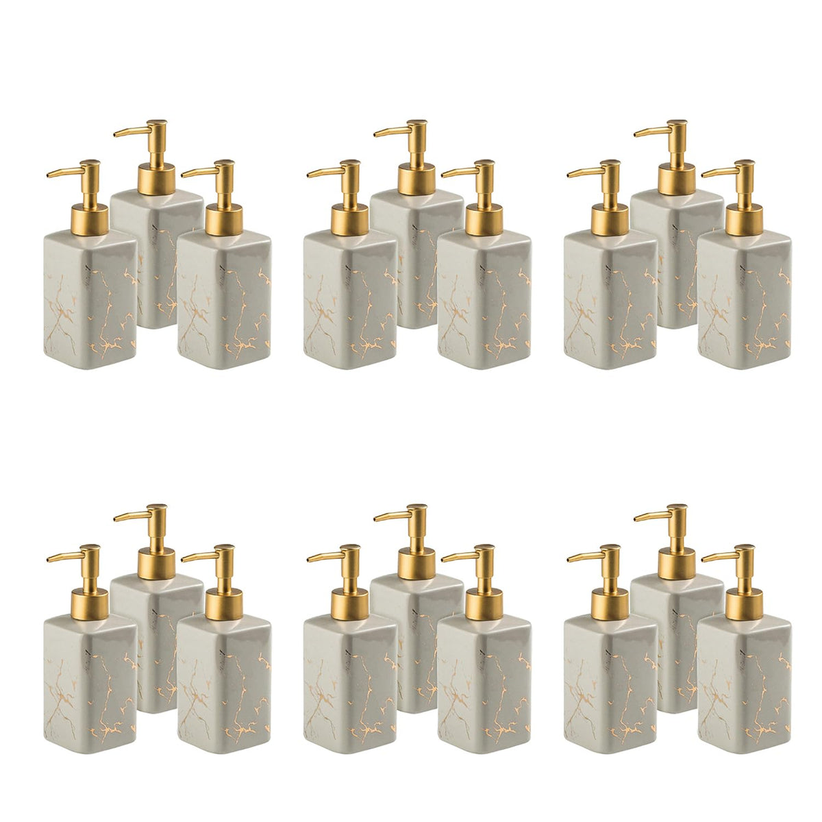 Kuber Industries Liquid Soap Dispenser | Handwash Soap Dispenser | Soap Dispenser for Wash Basin | Shampoo Dispenser Bottle | Bathroom Dispenser Bottle | 18 Piece | Pack of 6 | ZX032GY | 320 ml | Gray