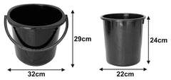 Heart Home 2 Pieces Plastic Bucket & Dustbin Set (Black)