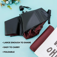 Kuber Industries Pack of 4 Umbrella for Men and Women | Manual Windproof Umbrellas for Rain | Compact Travel Umbrella For Women | Umbrella For Sun Protection | Red