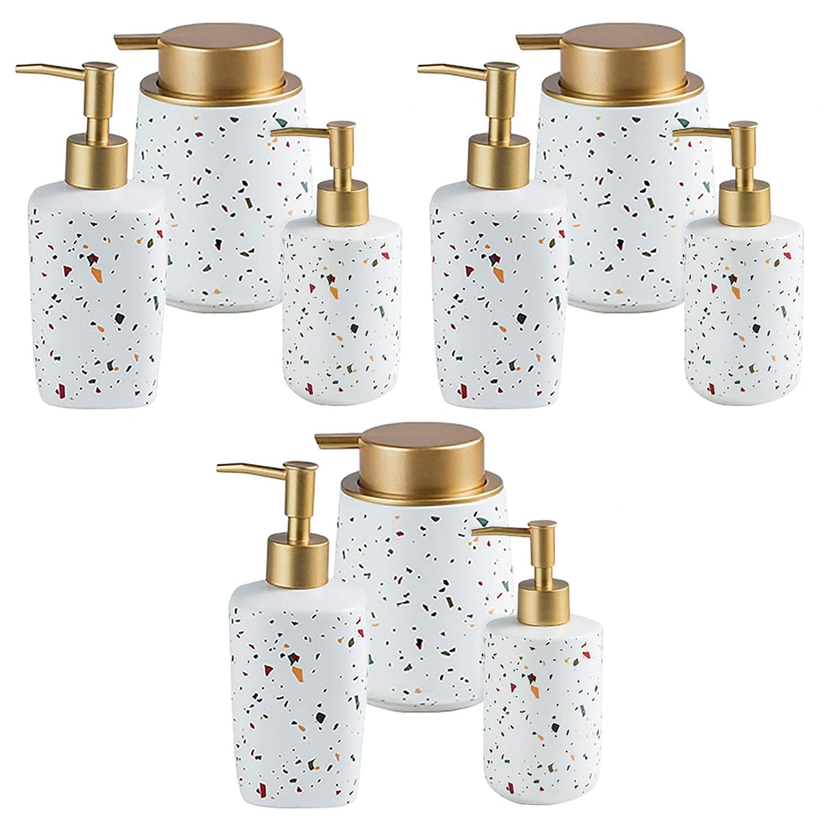 Kuber Industries Liquid Soap Dispenser | Handwash Soap Dispenser | Soap Dispenser for Wash Basin | Shampoo Dispenser Bottle | Bathroom Dispenser Bottle | 9 Piece Set | Pack of 3 | ZX027WT | White