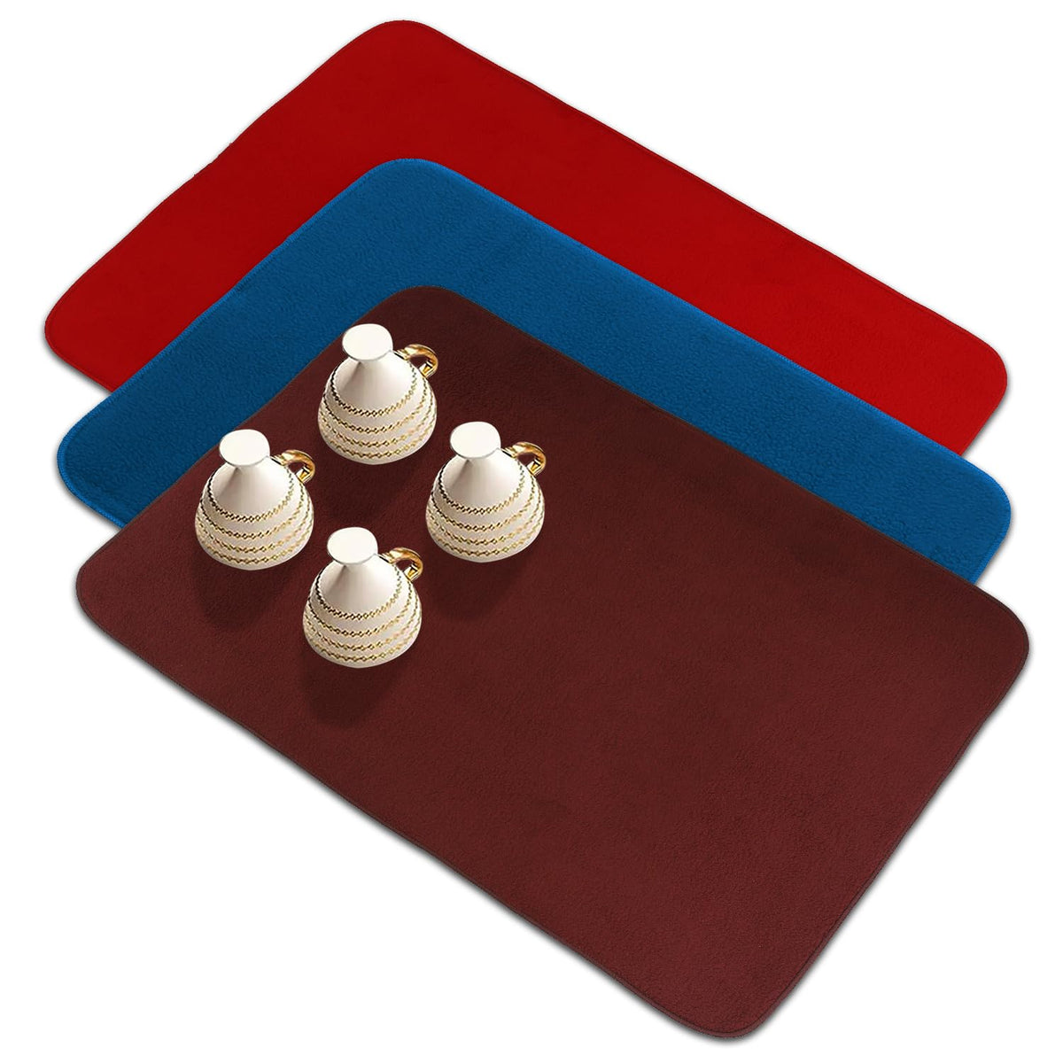 Kuber Industries Dish Dry Mat | Microfiber Drying Mat | Reversible Kitchen Drying Mat | Absorbent Mat | Kitchen Dish Dry Mat | 50x70 | Pack of 3 | Multi