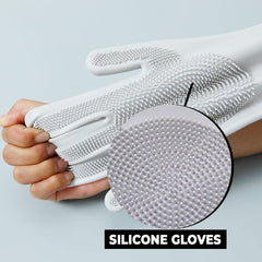 Kuber Industries Multi-Purpose Silicon Gloves For Kitchen Cleaning, Pet Grooming & Gardening|Reusable Gardening Gloves|Heat Resistant For Better Protection|Grey,Pack of4