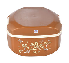 Heart Home Floral Printed Inner Steel Insulated Lunch Box with 1 Steel Pickel Box (Brown) -HS42HEARTH25123