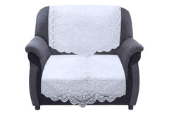 Kuber Industries Cotton Circle Design 5 Seater Sofa Cover with Center Table Cover (CTKTC028718, White, Standard) -7 Pieces