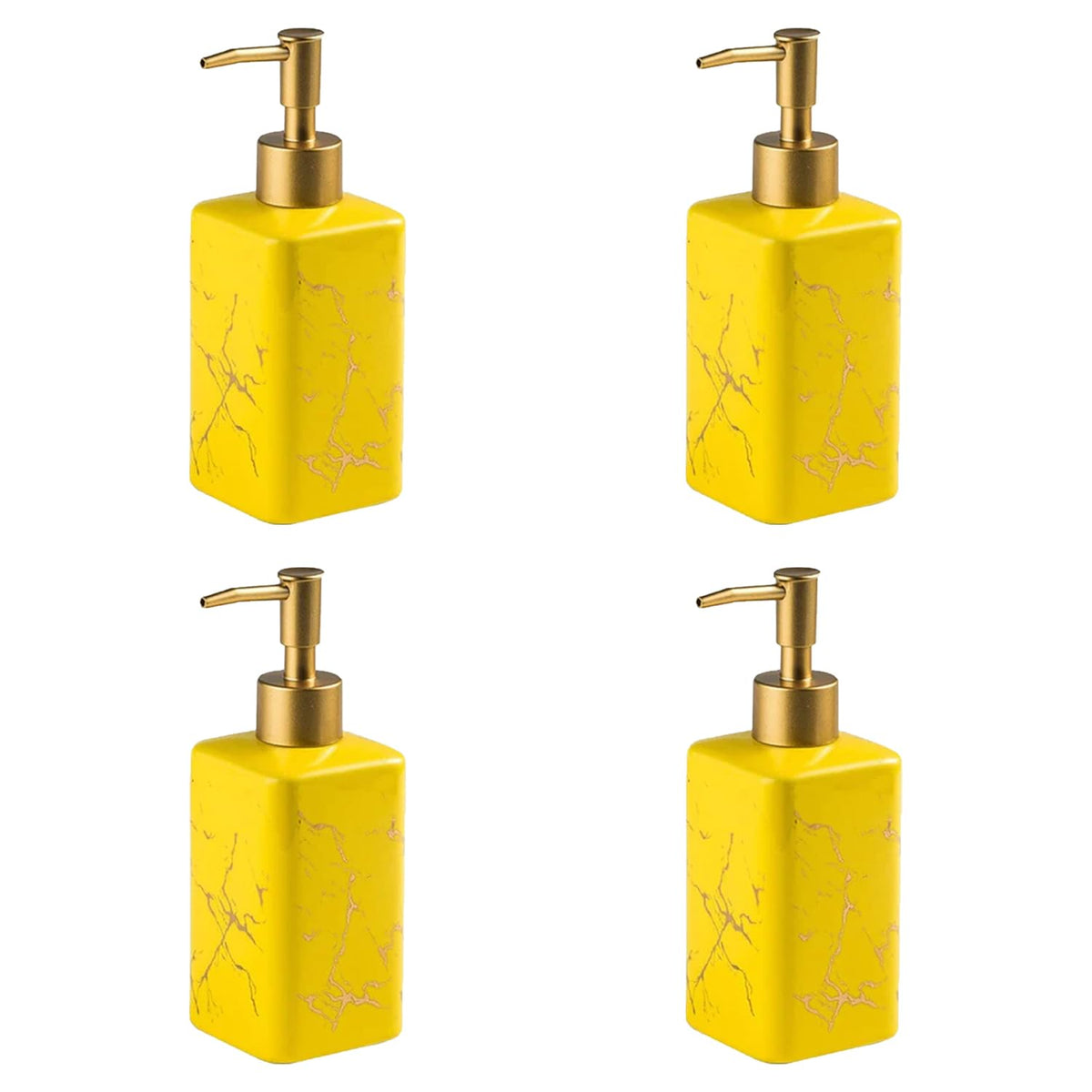 Kuber Industries Liquid Soap Dispenser | Handwash Soap Dispenser | Soap Dispenser for Wash Basin | Shampoo Dispenser Bottle | Bathroom Dispenser Bottle | 320 ml | Pack of 4 | Yellow