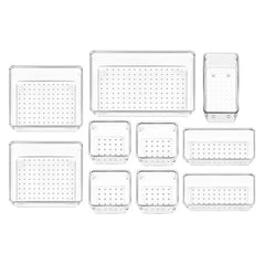 Heart Home Storage Organizer Set | Kitchen Organizer | Makeup Organizer Tray Set | Desk Drawer Divider Tray | Multi-Purpose Organizer Set | Stationery Organizer | 10 Piece Set | Transparent