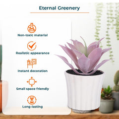 Kuber Industries Artificial Plants for Home D?cor|Natural Looking Indoor Fake Plants with Pot|Artificial Flowers for Decoration-Pack of 4 (Lavender)