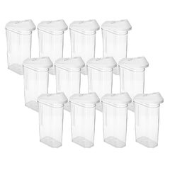 Kuber Industries Plastic Dispenser Kitchen Set|Smooth Sliding Mouth/Lid Mechanism|Food Grade Plastic, Durable & safe|Container for Kitchen Storage Set of 3|750ml, Transparent with White Lid(Pack Of 4)
