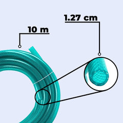 Kuber Industries Basic PVC with Nylon Braided Water Pipe 10 Meter|Multi-Utility Water Pipe for Garden, Car Cleaning & Pet Cleaning|Heavy Duty & Leak Proof Hose Pipe for Gardening|Green|(Pack of 2)