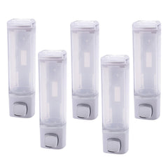 Kuber Industries Manual Shampoo & Soap Dispenser | Wall Mounted | Soap Dispenser for Kitchen & Bathroom | Refillable, Lightweight & Durable | Easy to Clean | White (Pack of 5)
