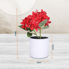 Kuber Industries Artificial Plants for Home D?cor|Natural Looking Indoor Fake Plants with Pot|Artificial Flowers for Decoration-Pack of 6 (Red)
