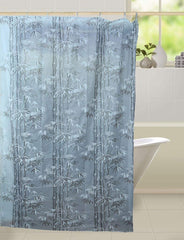 Kuber Industries PVC Floral Shower Curtain (SHOWER109, 7ft, Blue, Standard)