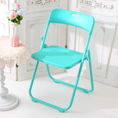 Urbane Home Folding Chair for Home | Iron Frame & PP Plastic Seat | Lightweight, Portable, Balcony, Garden, Camping Chair | Anti Slip Legs | Indoor Outdoor Chair | Lake Blue | 44 * 42 * 75cm