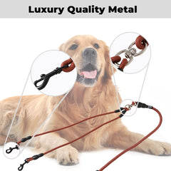 Kuber Industries Double Coupler Dog Leash|Double Dog Leash|Premium PP Fabric|Durable Metal Hooks|360? Swivel, No Tangle Design|PDMGL-030-145| Soft Padded Handle for Comfortable Grip |Coffee