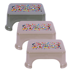 Heart Home Disney Team Stool | Bathroom Square Stool | Plastic Stool For Bathroom | Stool for Kitchen | Bathroom Patla | Support Stool for Bathroom | P6 | Pack of 3 | Multi