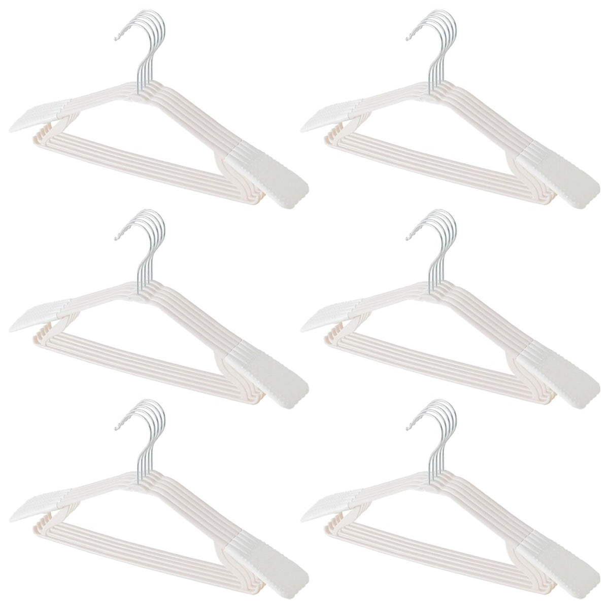 Kuber IndustriesPP Cloth Hanger Set of 30 With Zinc Plated Steel Hook (White)