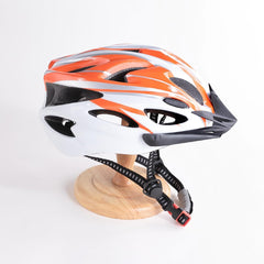 Kuber Industries Cycling Helmet with Detachable Visor|Helmet for Mountain, Road Bike & Skating|Breathable & Adjustable Bicycle Helmet|Ideal for Adults and Kids (Orange & White)