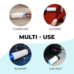 Kuber Industries Lint Remover | Super Sticky Lint Roller | Easy | Lint Roller for Clothes | Lint Roller for Pet Hair | 60 Sheets (1 Roller + 1 Replacement Roll) (Pack of 4)
