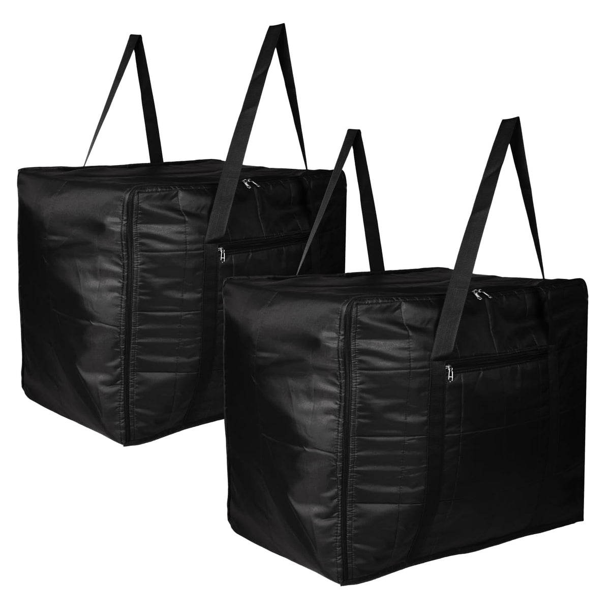 Heart Home Storage Attachi Bag | Parachute Travel Storage Bag | Underbed Storage Bag | Storage Organizer for Clothes | Zipper Closure Blanket Bag with Handle | Small | Pack of 2 | Black