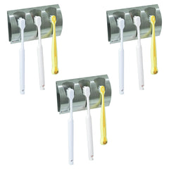 Kuber Industries Stainless Steel Towel Bar Holder|Cabinet Hanger Over Door Kitchen Hook|Holder|ZT-0401-3|Pack Of 3|Black
