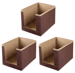 Heart Home Multiuses Non-Woven Closet Organizer With Handles- Pack of 3 (Brown) -HS43HEARTH26551