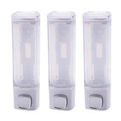 Kuber Industries Manual Shampoo & Soap Dispenser | Wall Mounted | Soap Dispenser for Kitchen & Bathroom | Refillable, Lightweight & Durable | Easy to Clean | White (Pack of 3)