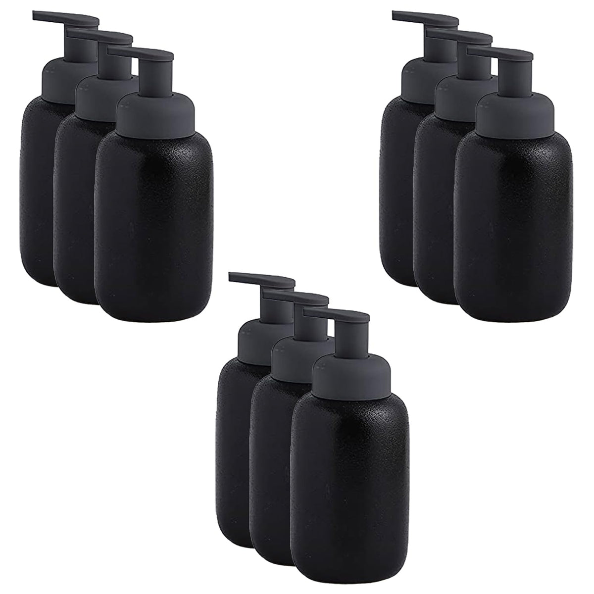 Kuber Industries Liquid Soap Dispenser | Handwash Soap Dispenser | Soap Dispenser for Wash Basin | Shampoo Dispenser Bottle | Bathroom Dispenser Bottle | 9 Piece | Pack of 3 | 400 ml | JY00012 | Black