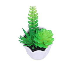 Kuber Industries Artificial Plants for Home Décor|Natural Looking Indoor Fake Plants with Pot|Artificial Flowers for Decoration-Pack of 5 (Green)