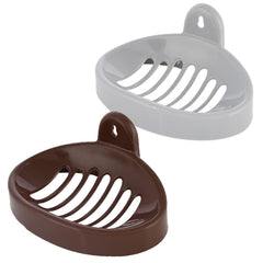 Kuber Industries Soap Holder|Sink Soap Holder|Plastic Wall Mounted Soap Holder|Oval Shape Self Draining Soap Dish for Bathroom|Pack of 2 (Silver & Coffee)
