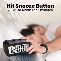 Kuber Industries ABS Battery Oprated Loud Digital Alarm Clock|Desk, Table Clock|Alarm Clock for Heavy Sleepers-Pack of 4 (Black)