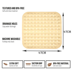 Kuber Industries Bath Mat | PVC Bathroom Mat | Shower Bath Mat | Square Bath Tub Mat | Foot Massager Mat | Anti-Skid Floor Mat | Shower Mat | Cream