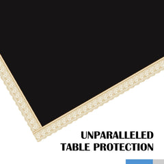 Heart Home Dining Table Cover | PVC Table Cloth Cover | 6-Seater Table Cloth | Table Protector Cover | Table Cover for Dining Table | Golden Lace Table Cover | 60x90 Inch | DTC | Black