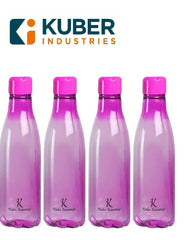 Kuber Industries BPA Free Plastic Water Bottles | Unbreakable, Leak Proof, 100% Food Grade Plastic | for Kids & Adults | Refrigerator Plastic Bottle Set of 4|Purple (Pack of 5)