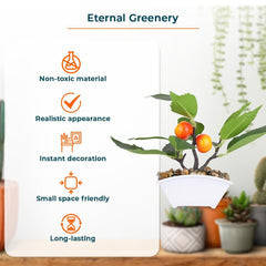Homestic Pack of 5 Artificial Plants for Home D?cor|Natural Looking Indoor Fake Plants with Pot|Artificial Flowers for Decoration (Orange)