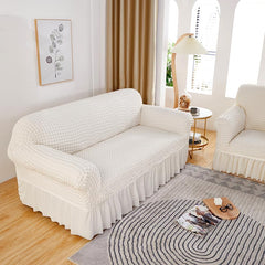 Kuber Industries Pack of 2 Sofa Cover | Two-Seater Sofa Cover | Sofa Chair Cover | Couch Cover for Hall | Universal Sofa Slipcover | Elastic Spandex Sofa Cover for Living Room | TSSC001 | White