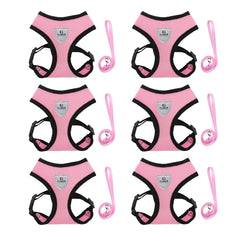 Kuber Industries Reflective Dog Harness with Adjustable Leash|Breathable Polyester Mesh Fabric with Top carry Handle|Large Size|HAT-818|Comfortable No-Pull Grip|Quick Release Buckles|Pink (Pack of 6)