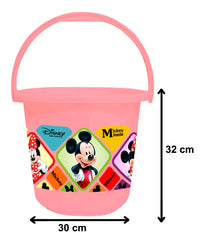 Kuber Industries Disney Mickey Minnie Print 2 Pieces Unbreakable Virgin Plastic Bathroom Bucket with Mug Set- Pink, (1 Pc 16 LTR Bucket & 1 Pc 500 ML Mug) -HS_35_KUBMARTS17922