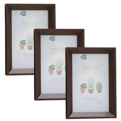 Kuber Industries Photo Frame For Home Décor|Use Horizontal & Vertical|Crystal Clear Glass|Perfect For Home, Office And Shop "11.6x16.7CM"-Pack of 3 (Brown)