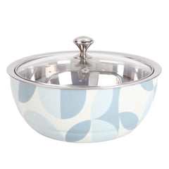 Kuber Industries Pack of 6 Stainless Steel Insulated Hotpot Roti Box with Transparent Glass Lid - 1.5L Chapati Casserole for Serving -Light Blue