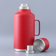 Kuber Industries Vacuum Insulated Stainless Steel Water Bottle with Sipper and Handle | Leakproof, BPA Free, Rustproof | 2000 ML | Red