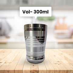Kuber Industries Stainless Steel Glass Set | Wobble Free Base, Durable | Multipurpose, Elegant Design & Wide Rim | Easy to Clean & Store | Steel Glass Set 6 (Pack of 5)