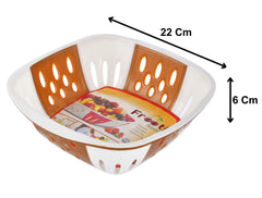 Heart Home Medium Plastic Fruit, vegetable Storage Basket- Pack of 6 (Blue & Brown)-HS42KUBMART25345